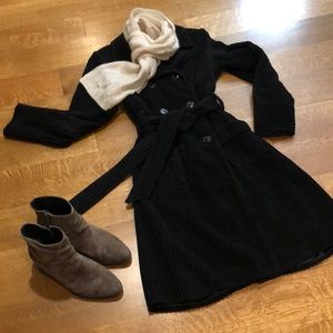 Black corduroy trench coat